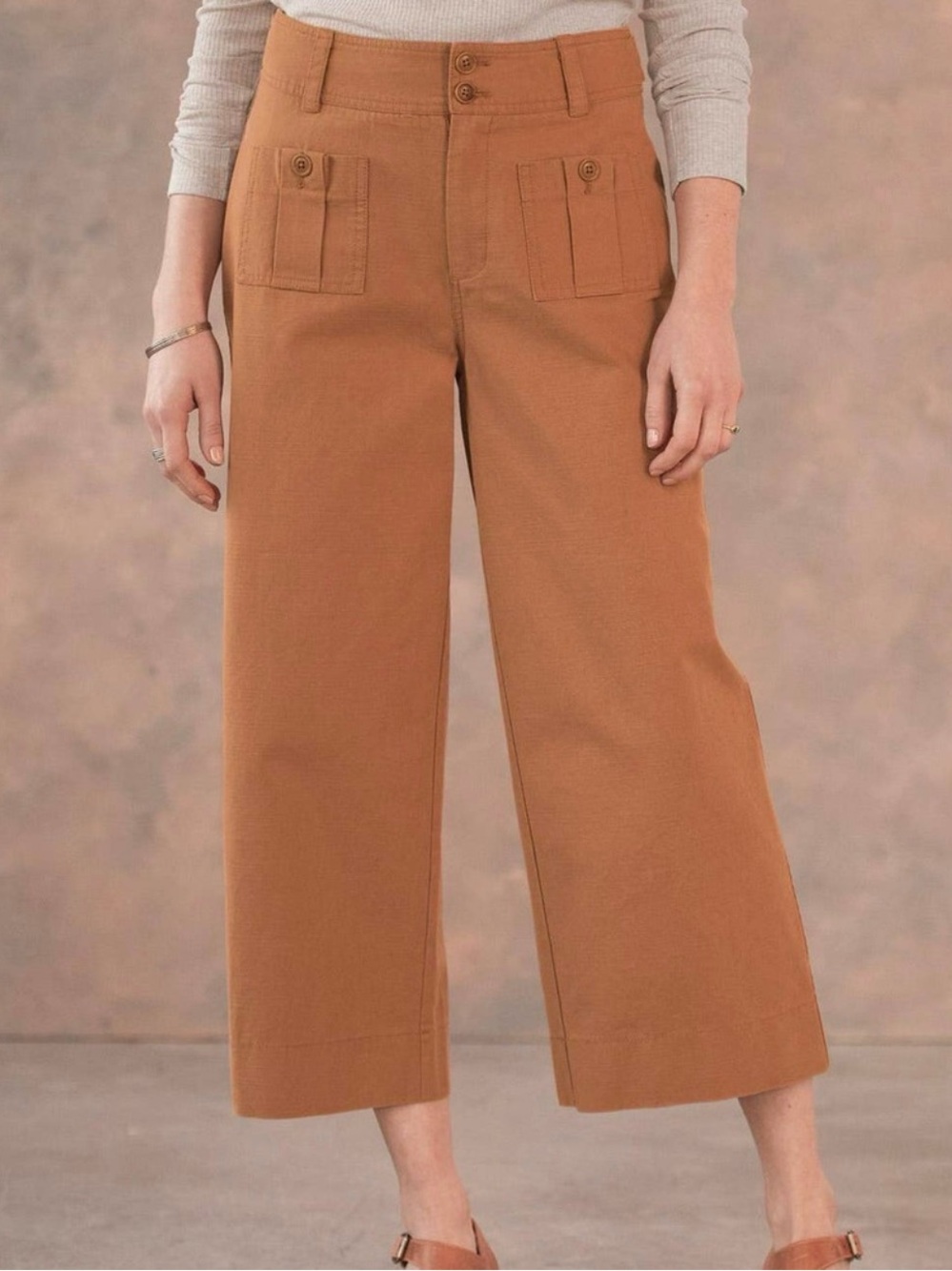 Sundance Orange Voyager Cotton Cropped Wide Leg Pant Sz 8 Preppy Chic Sailor